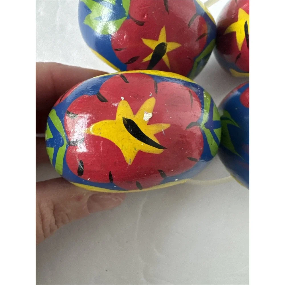 Wooden Floral Hand painted Napkin Rings Set‎ Of 4 Made In Philippines